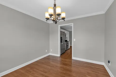 a view of a chandelier in a room