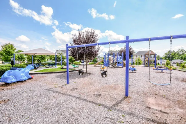 a view of a park with slide