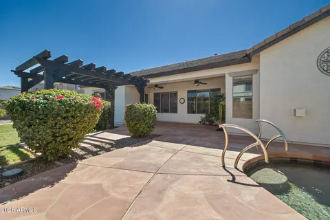 an aerial view of residential houses and outdoor space