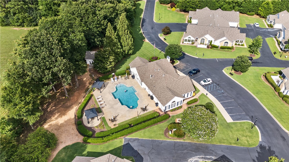 134 Life Style Lane Anderson, SC 29621 - Photo 42 of 44 An aerial view captures the inviting community pool, clubhouse, and lush landscaping.