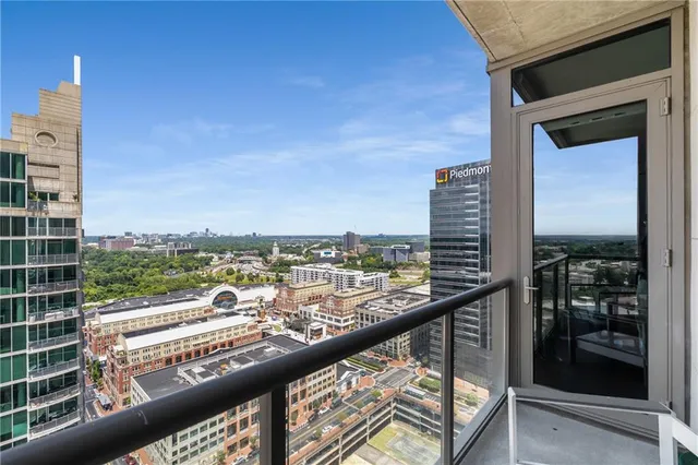 a city view from the balcony