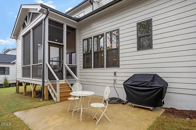 a view of a swimming pool and an outdoor space