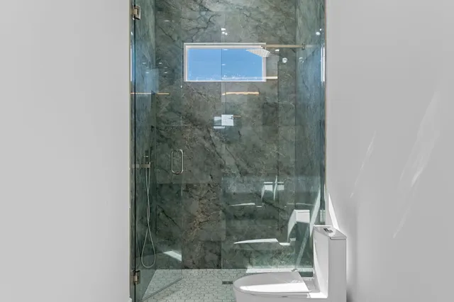 a view of a city and ocean view