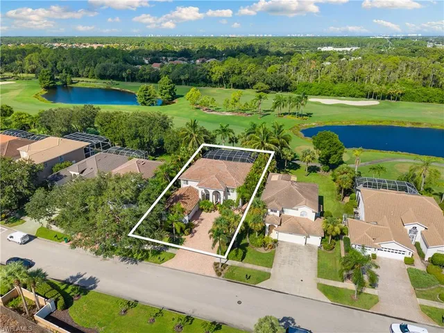 an aerial view of a house with a garden