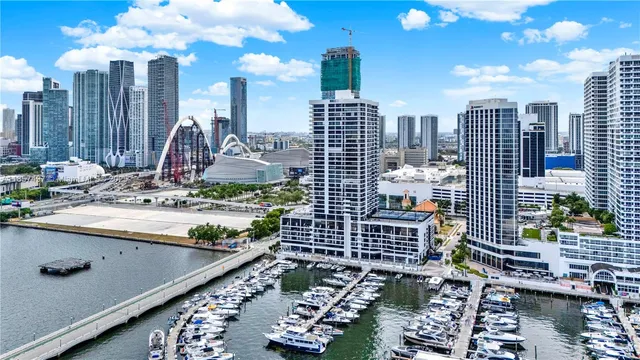 a view of a city with tall buildings