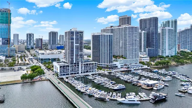 a view of a city with tall buildings