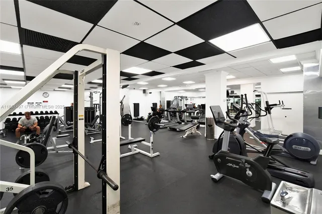 a view of a room with gym equipment
