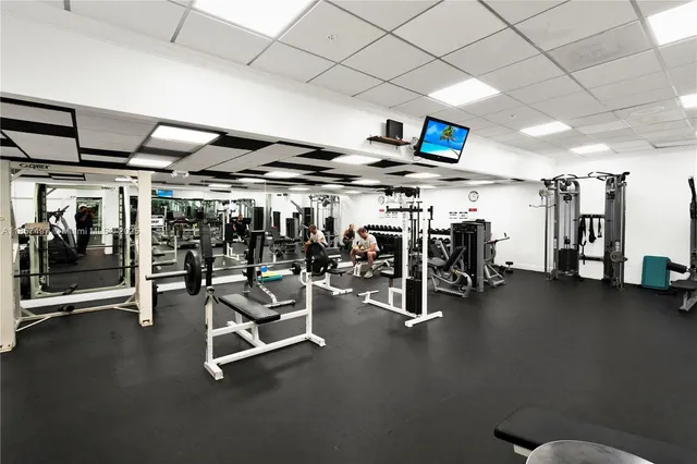 a view of a room with gym equipment