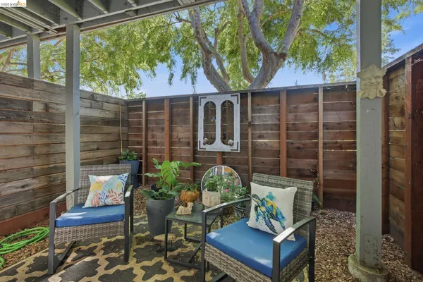 a outdoor view with a sitting space