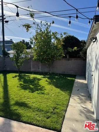 a view of a yard with a swimming pool