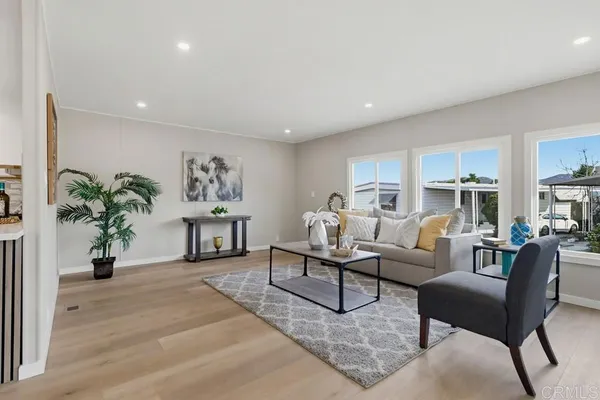 a living room with furniture