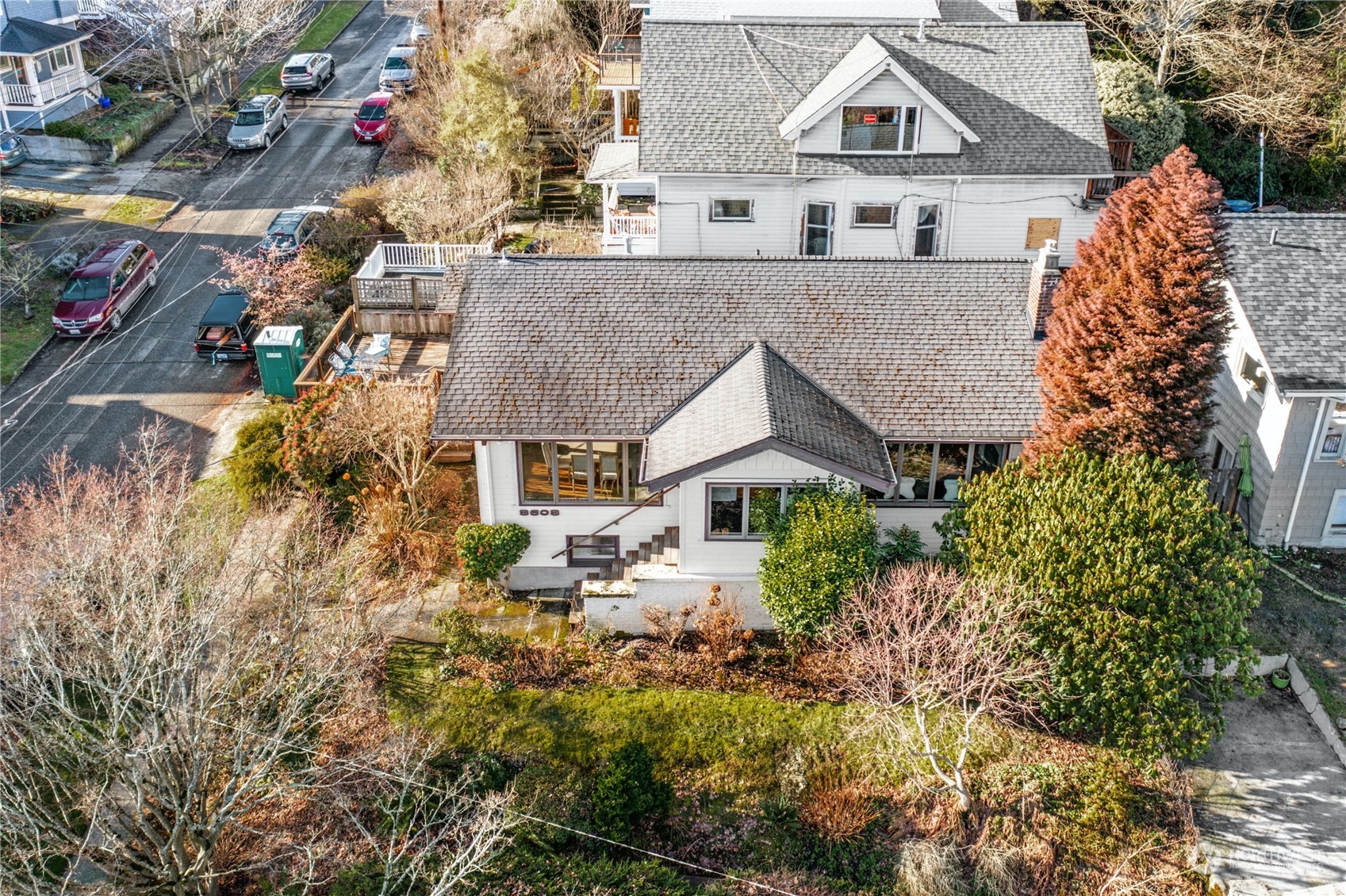3603 Bagley Avenue North Seattle, WA 98103 - Photo 38 of 38 an aerial view of a house with a yard and potted plants