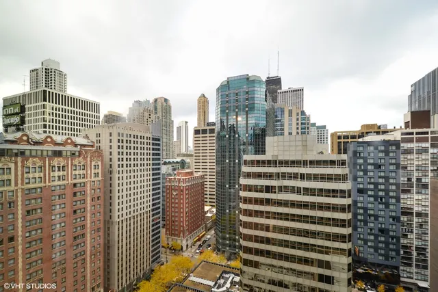 a view of a city that has tall buildings