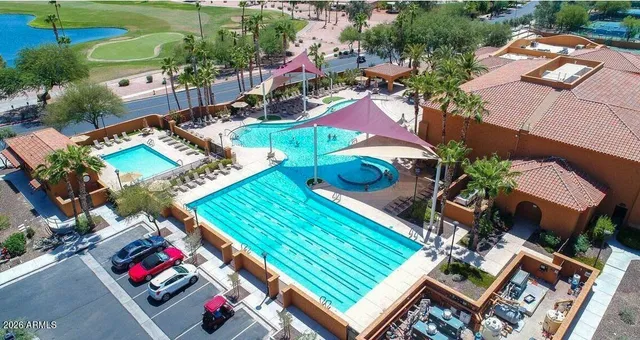 an aerial view of a house