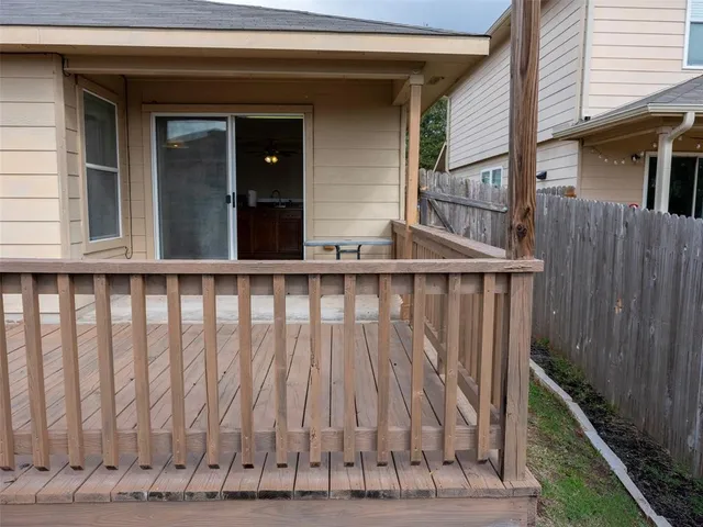 a view of wooden balcony