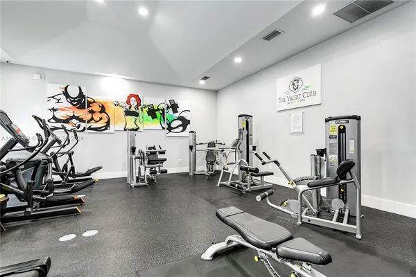 a view of a room with gym equipment