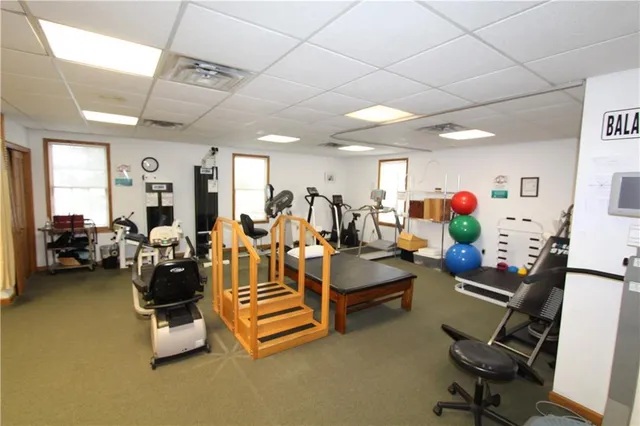 a view of a room with gym equipment