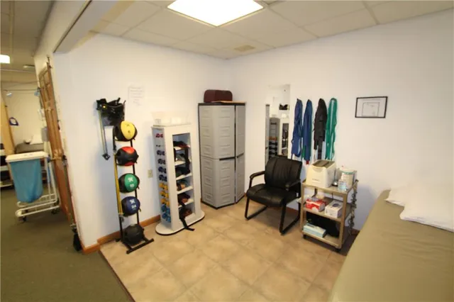 a view of a room with gym equipment