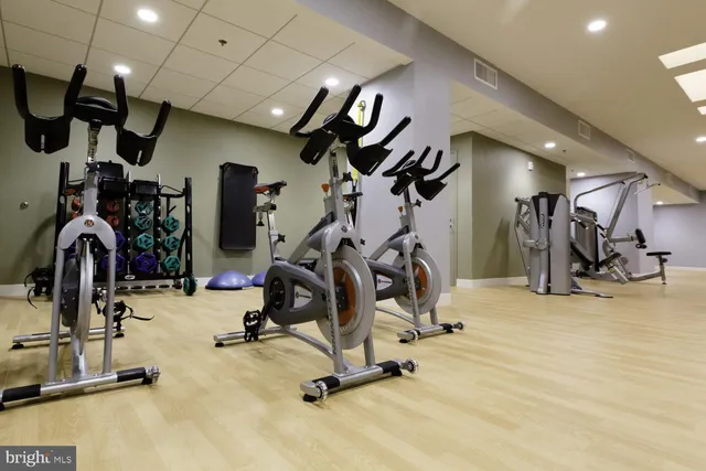 a view of a room with gym equipment