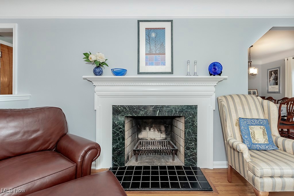 14711 South Woodland Road Cleveland, OH 44120 - Photo 13 of 31 Beautifully Appointed Classic Fireplace Mantel with Marble Surround.
