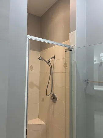 a bathroom with a shower