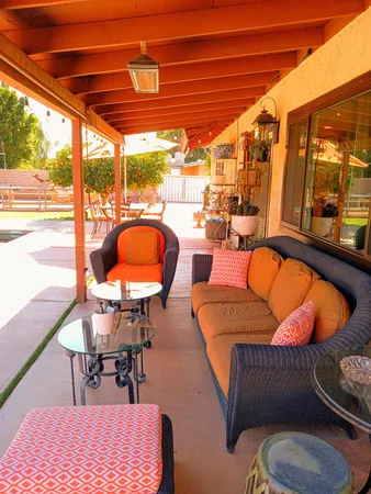 a view of outdoor space with seating area