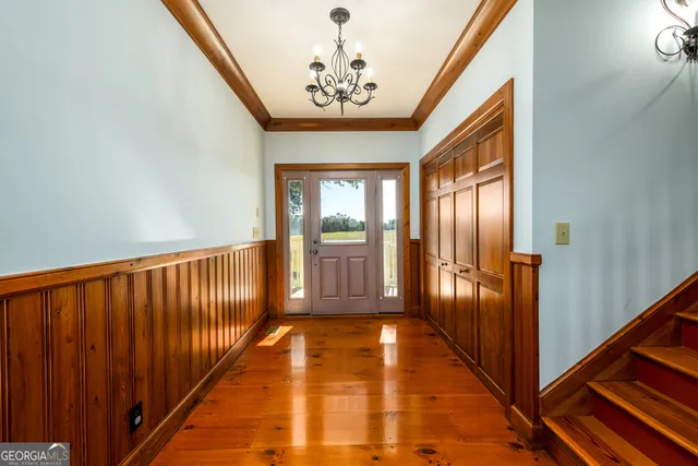 a view of a lake with a yard