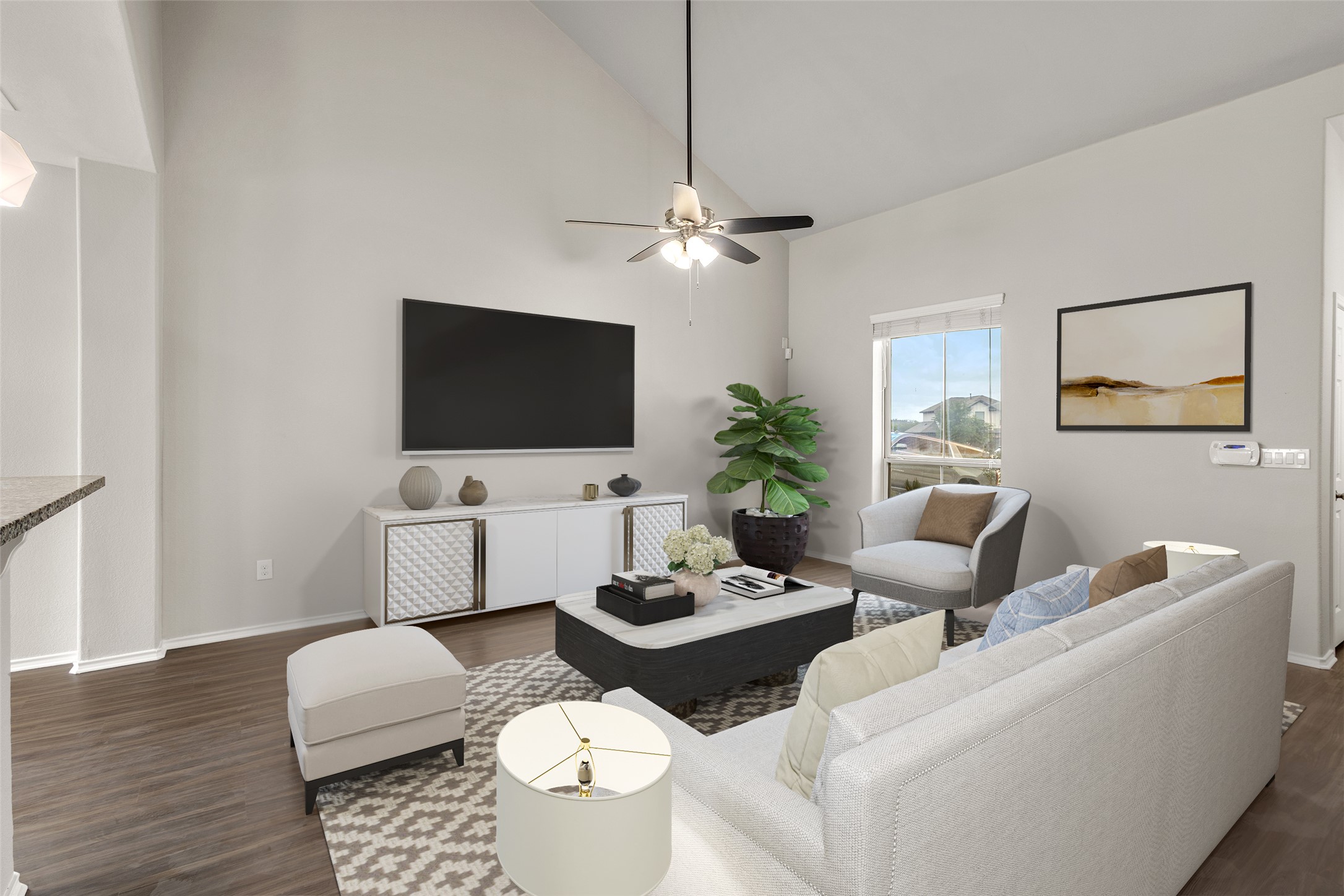 397 Limerick Road Buda, TX 78610 - Photo 3 of 33 Natural light is the star of the show in this expansive living area. Virtually Staged Photo.