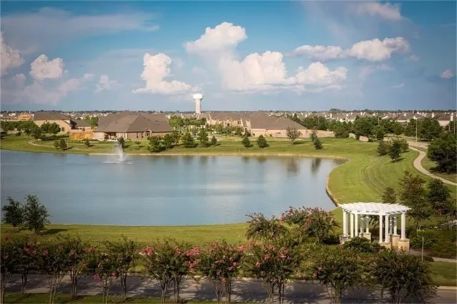 a view of a lake with a houses
