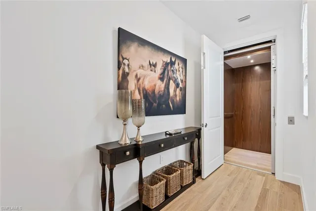 a view of a kitchen with storage