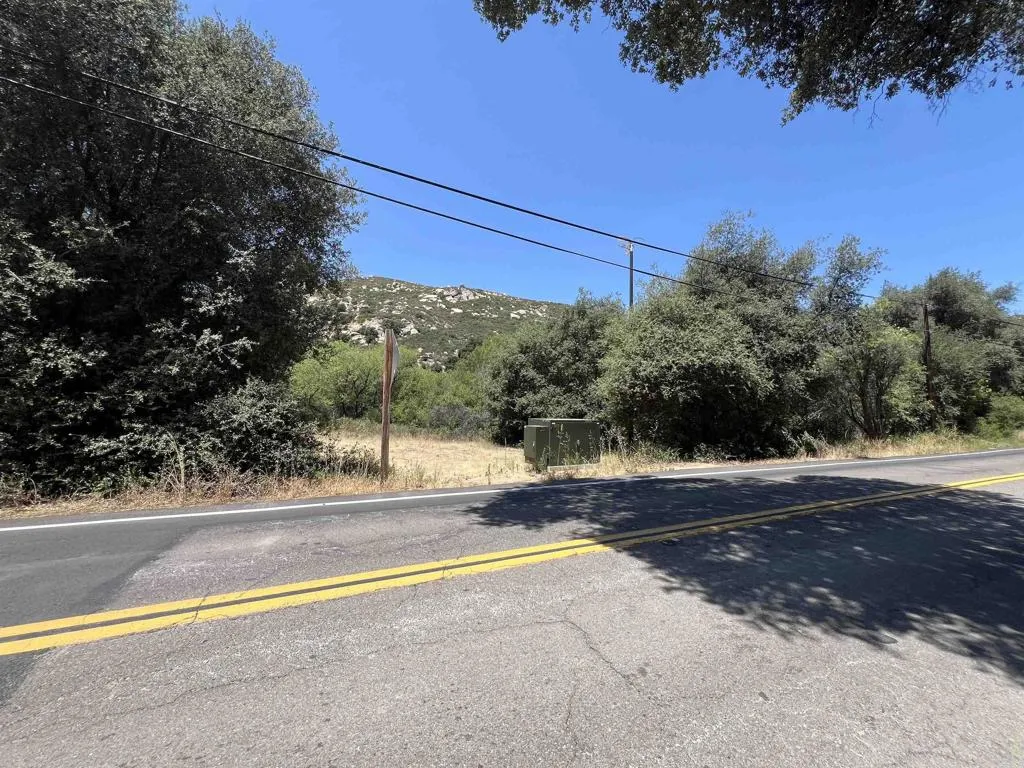 a view of a road with a yard