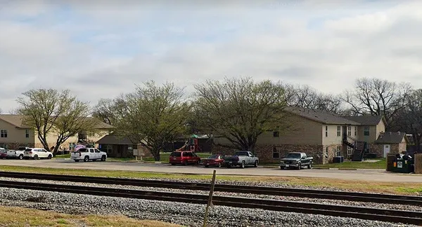 a view of street with houses
