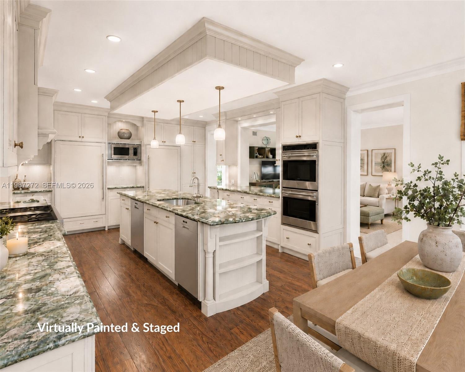 4867 Southwest 82nd Street Miami, FL 33143 - Photo 14 of 65 a kitchen with stainless steel appliances granite countertop a stove a sink and a refrigerator