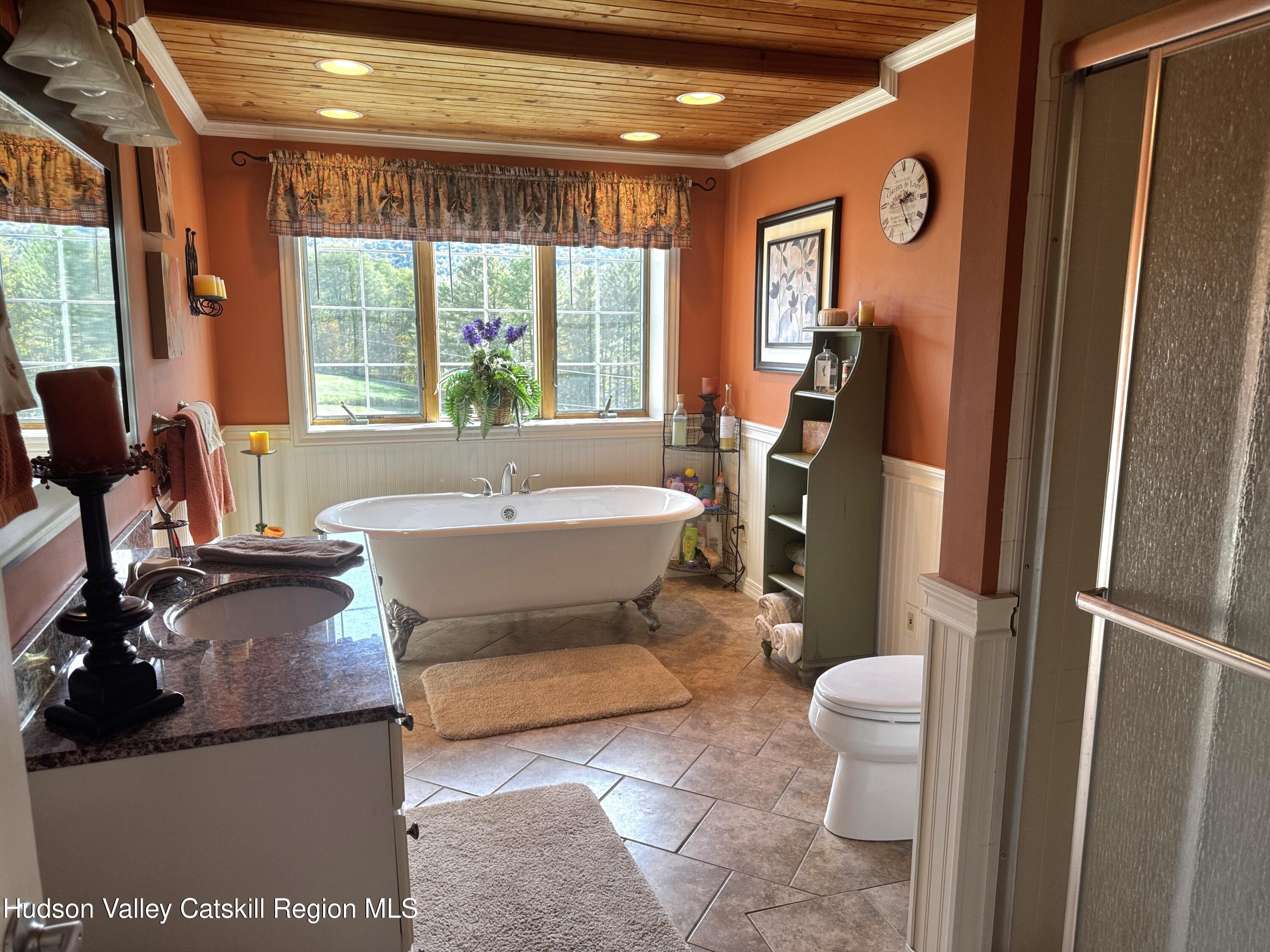 19 Pond View Road Ashland, NY 12468 - Photo 18 of 37 a bath room with a toilet a bath tub and a shower