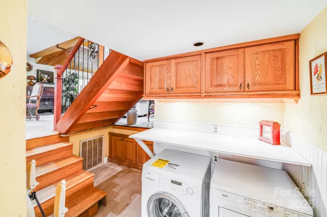 a storage room with furniture and a window