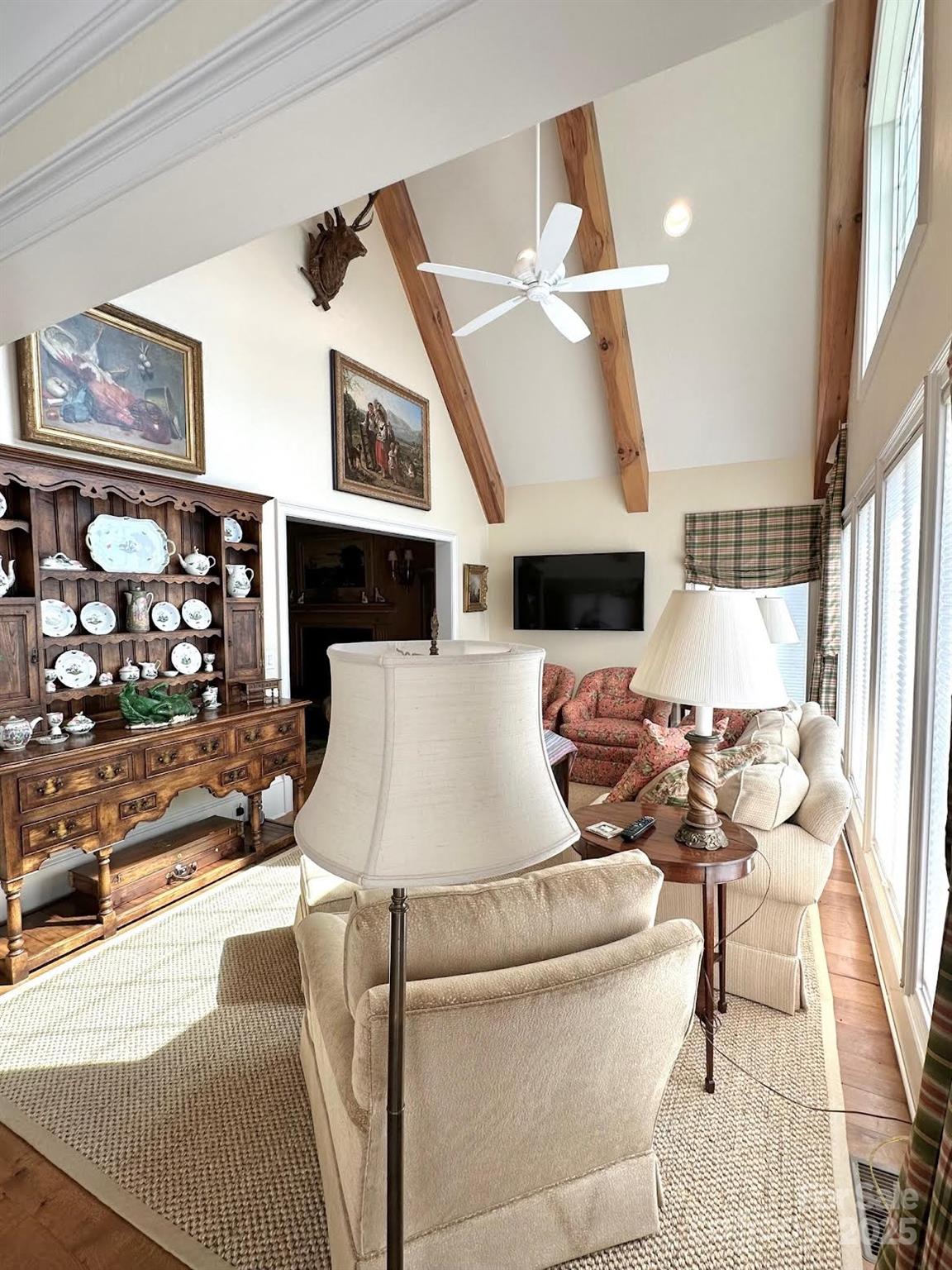 520 East Landing Ridge Circle Jefferson, NC 28640 - Photo 36 of 48 a living room with furniture and a fireplace