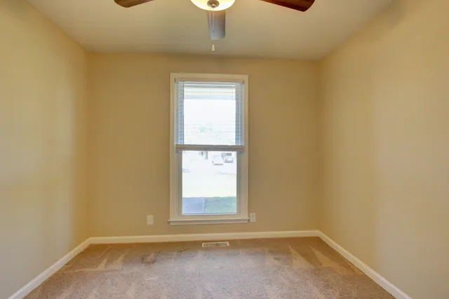 a view of a small space with a window