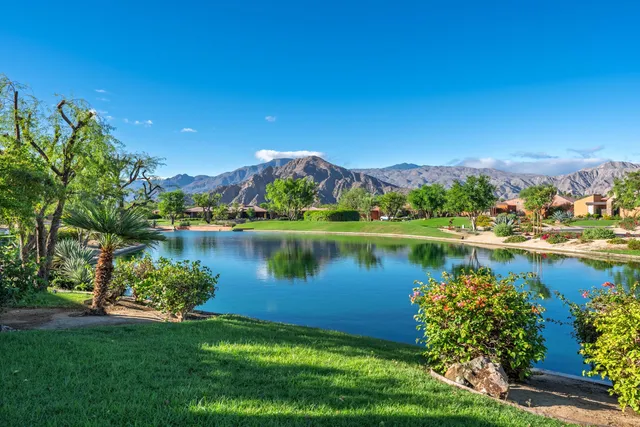 a view of a lake with a city