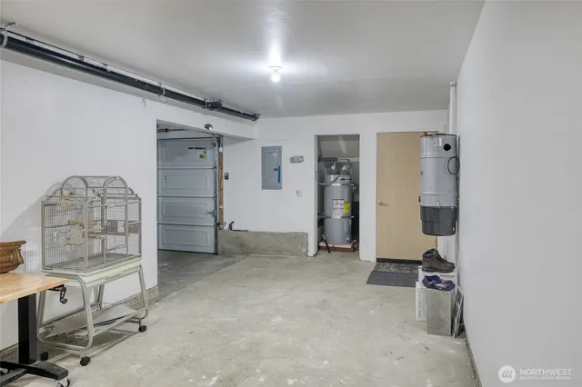 a car parked in a garage