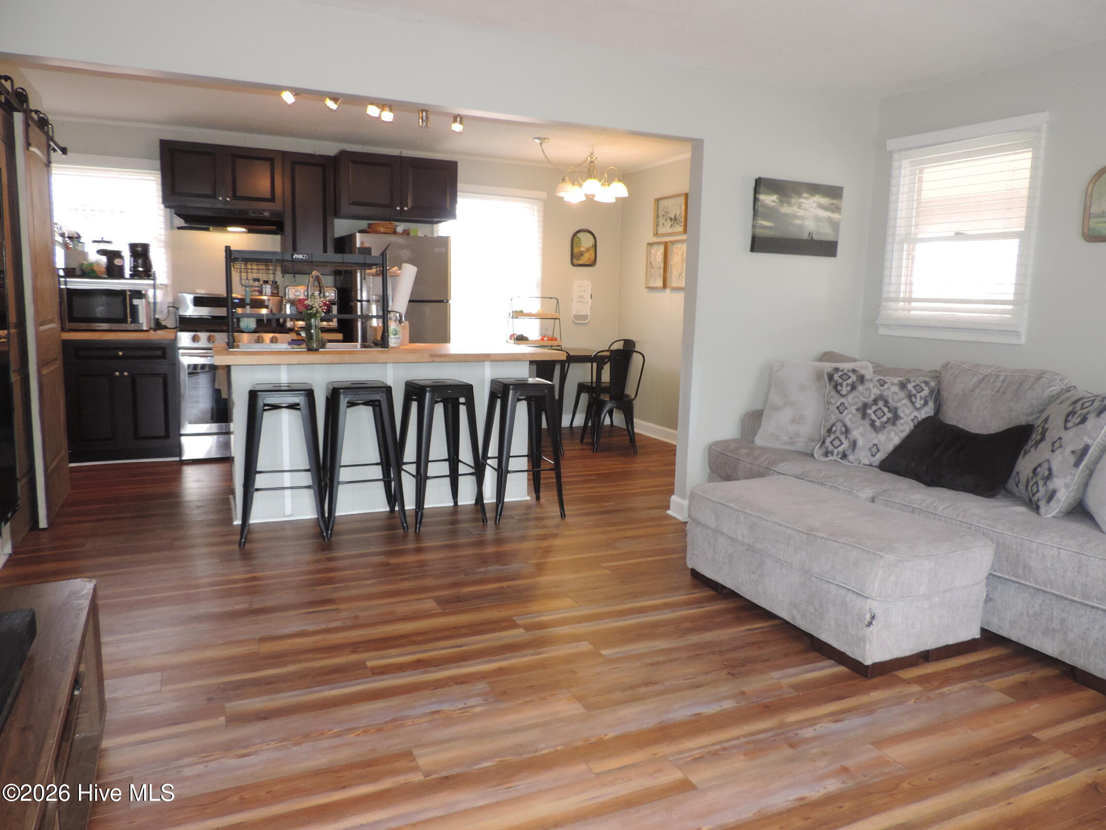 living room open to kitchen