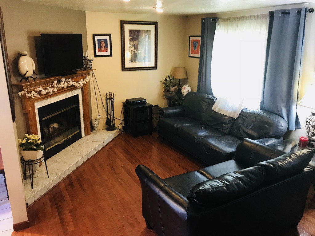 104 Fitzgerald Road Charlton, MA 01507 - Photo 3 of 14 a living room with furniture a flat screen tv and a fireplace