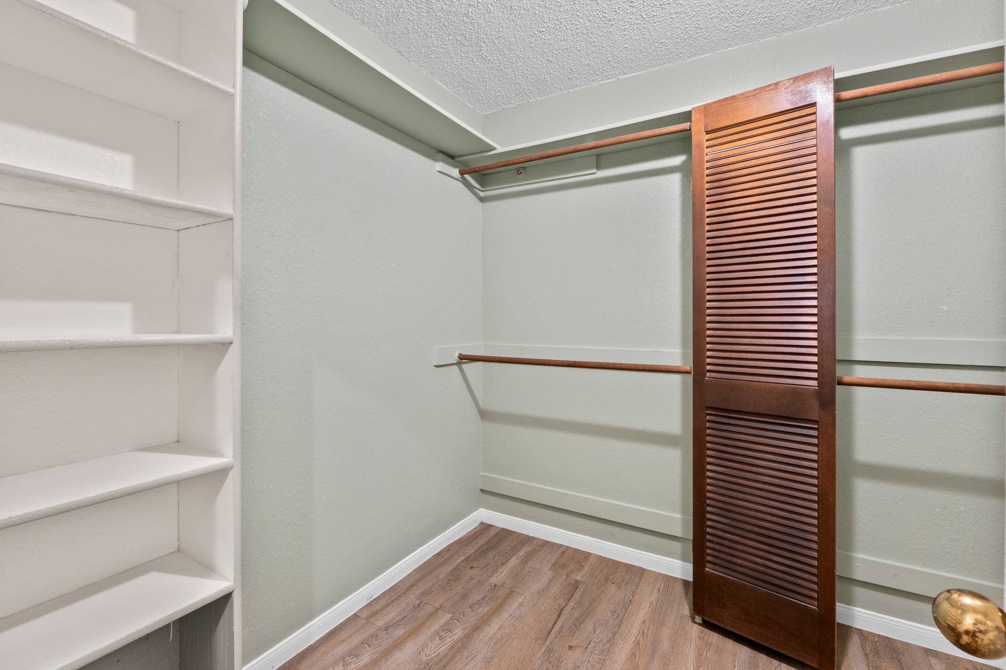 205 Sedro Trail Georgetown, TX 78633 - Photo 28 of 32 A neatly organized closet offers ample shelving and hanging space with louvered doors.