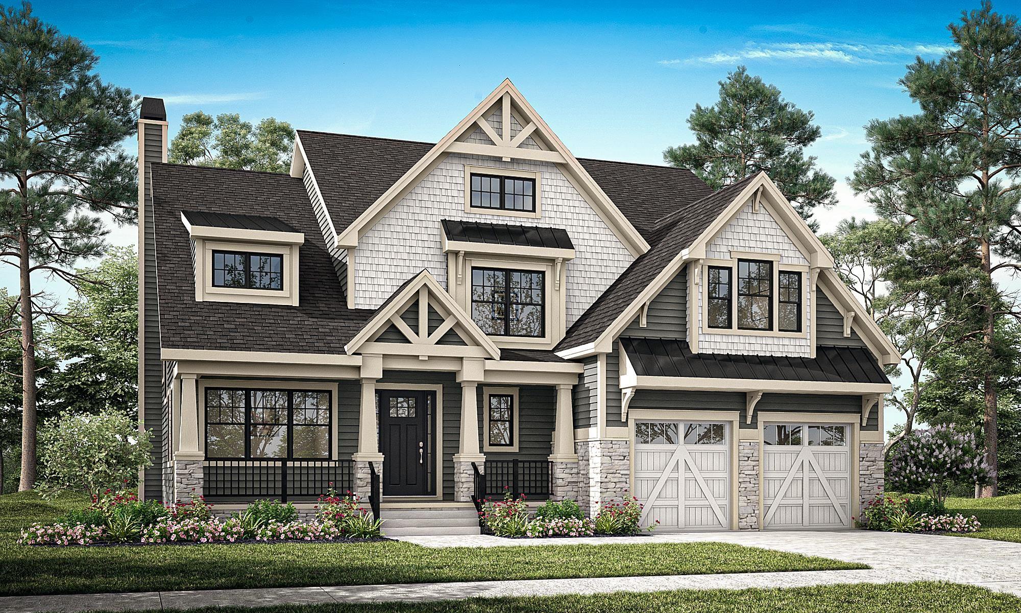 7385 West Flathead Lk Street Eagle, ID 83616 - Photo 1 of 14 View of front of property featuring stone siding, decorative driveway, a front lawn, and a chimney