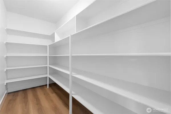 a view of an empty walk in closet