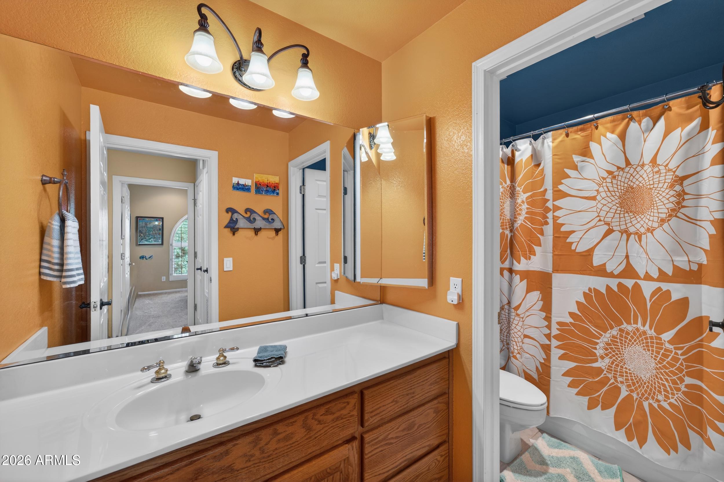 1539 East Winged Foot Road Phoenix, AZ 85022 - Photo 31 of 64 a bathroom with a sink a mirror and a shower