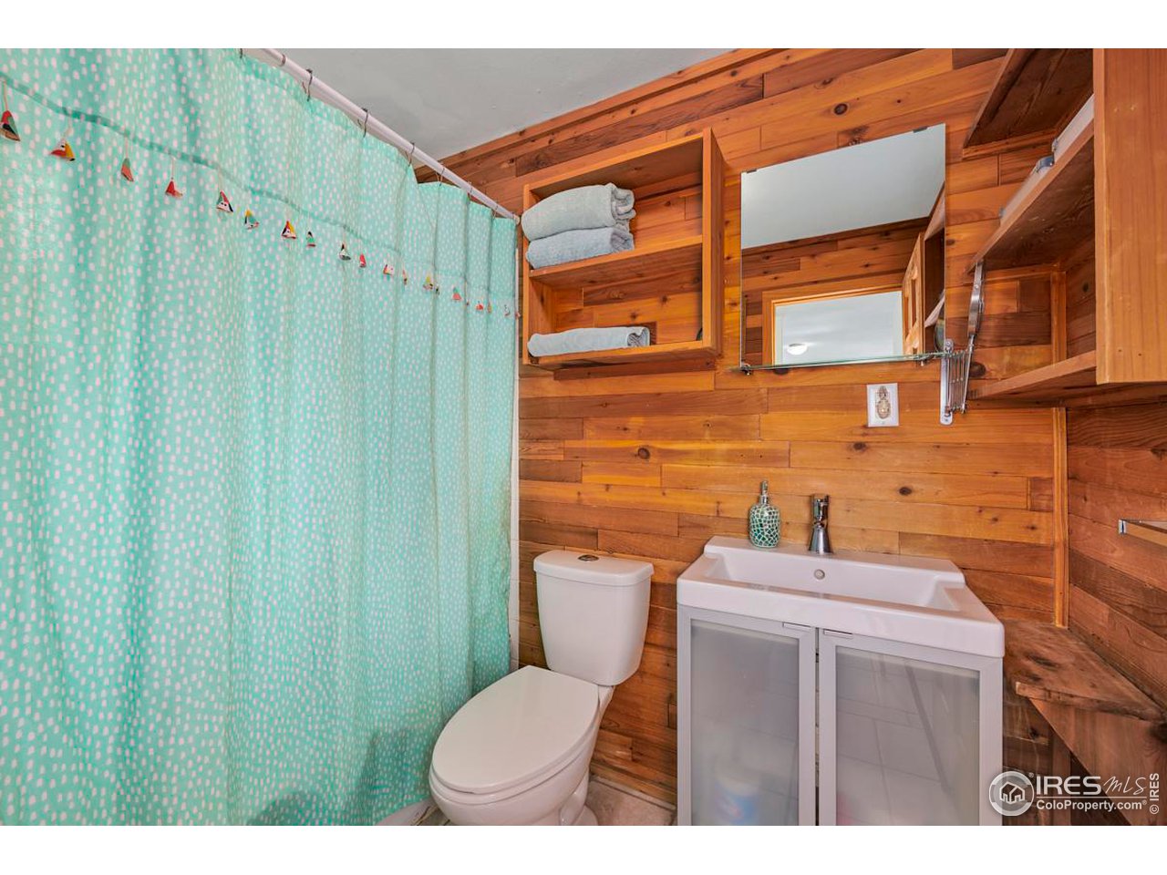 347 Kelly Road East Boulder, CO 80302 - Photo 19 of 30 a bathroom with a toilet a sink and mirror