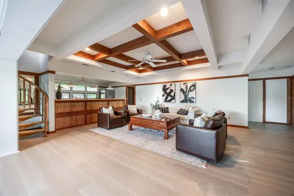 a large kitchen with a lot of counter space