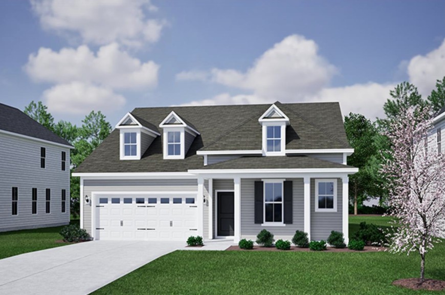 185 Limestone Circle Anderson, SC 29625 - Photo 1 of 4 Dormer windows and a covered front porch highlight this modern two-story home facade.