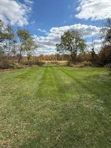 a view of a field with an trees
