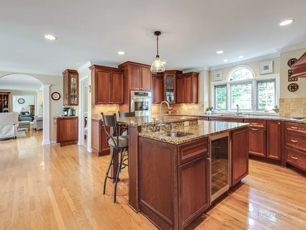 a view of kitchen with dining area